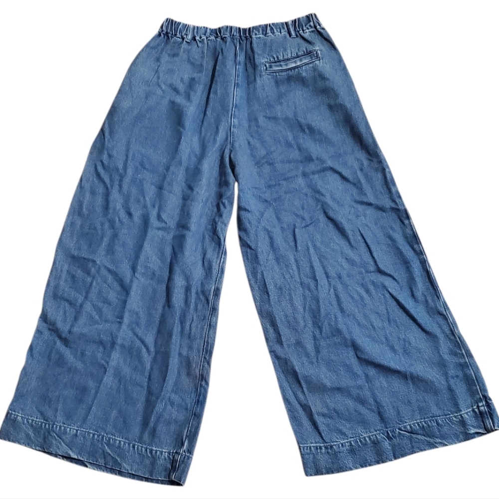 YFB Denim Palazzo Pants Wide Leg Blue Jeans Lyocell Size Large - Picture 2 of 5